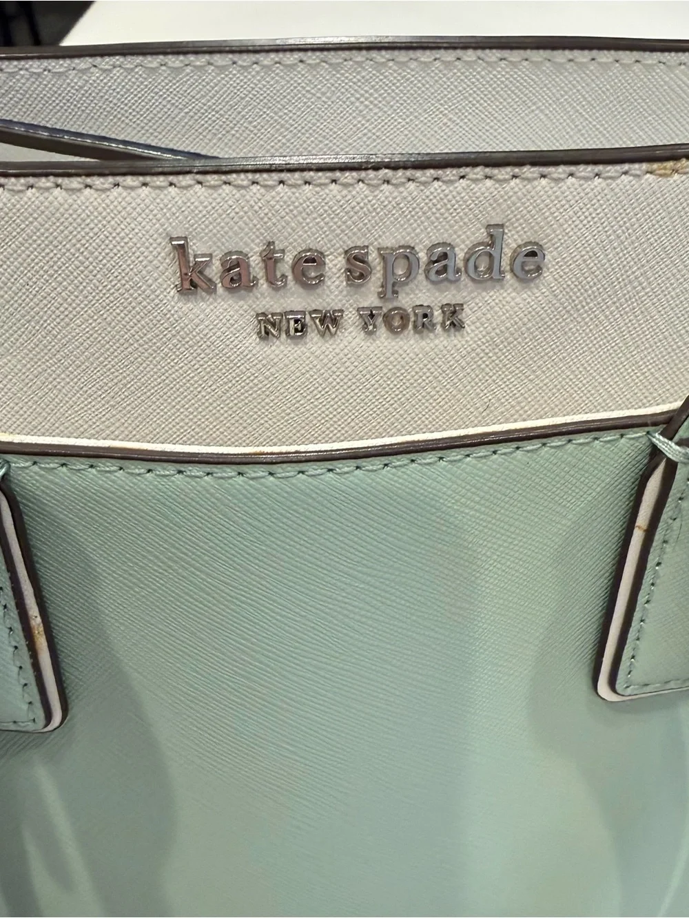 Kate Spade Cameron Medium Satchel/crossbody Pale Green, White & Navy Accents NEW